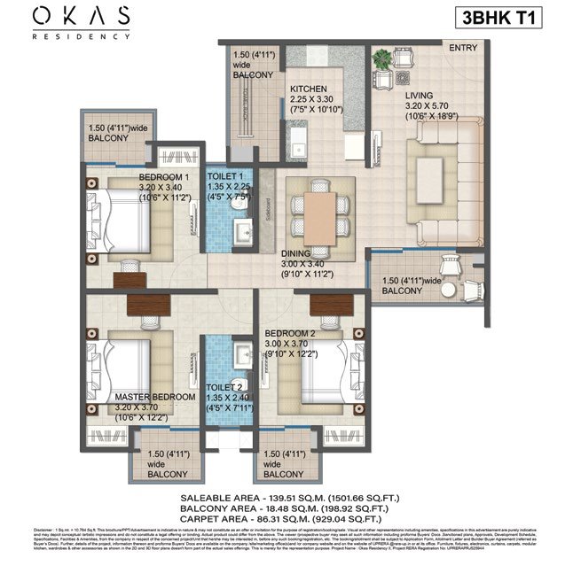 3 BHK 2 T Okas 2